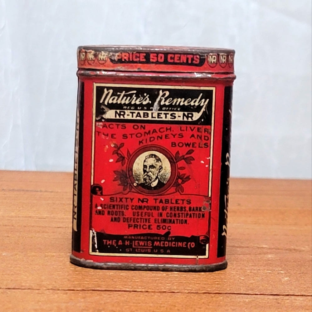 Antique NR Tablet Tin Red Vintage Decor